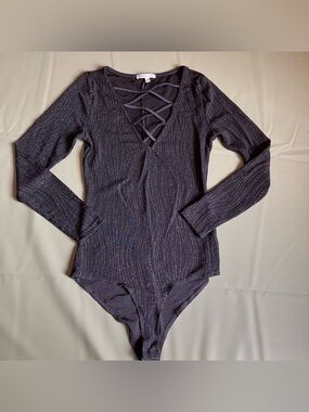 vintage charlotte russe lurex lace-up bodysuit Y2K mall era S